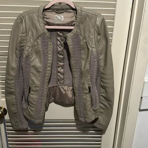 Blanc Noir Nude/Beige zip up jacket, pockets, size Small, polyester